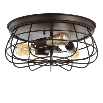 Calvia 15.7" Farmhouse Metal Cage Flush Mount - JONATHAN Y